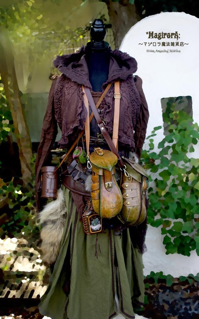 ウツボカズラのミニミニポーチ(渋緑)縁取り赤系