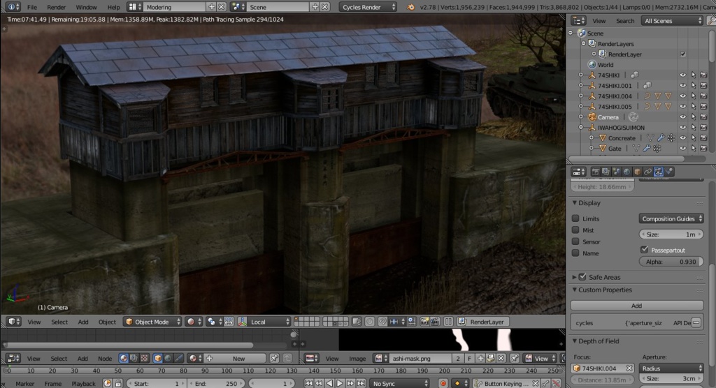 Blender作品「戦車と水門」のシーンデータ