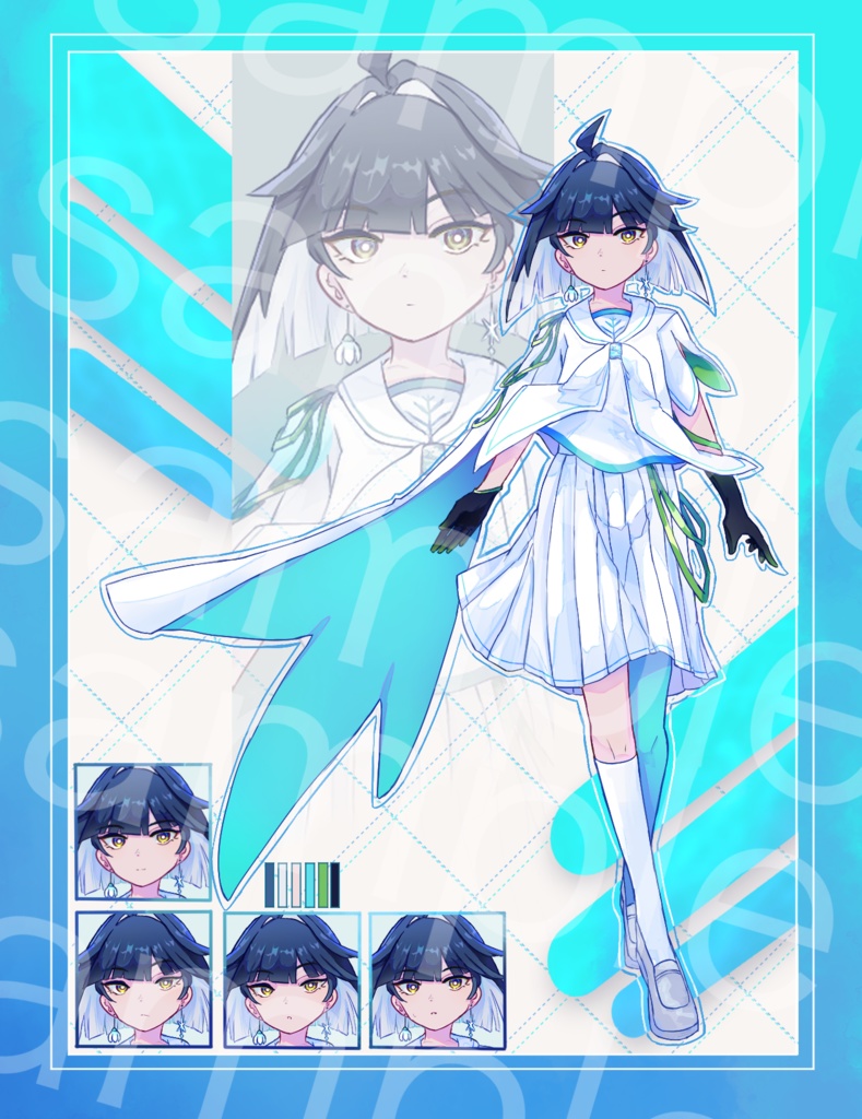 【セーラー服の女の子】表情差分5種