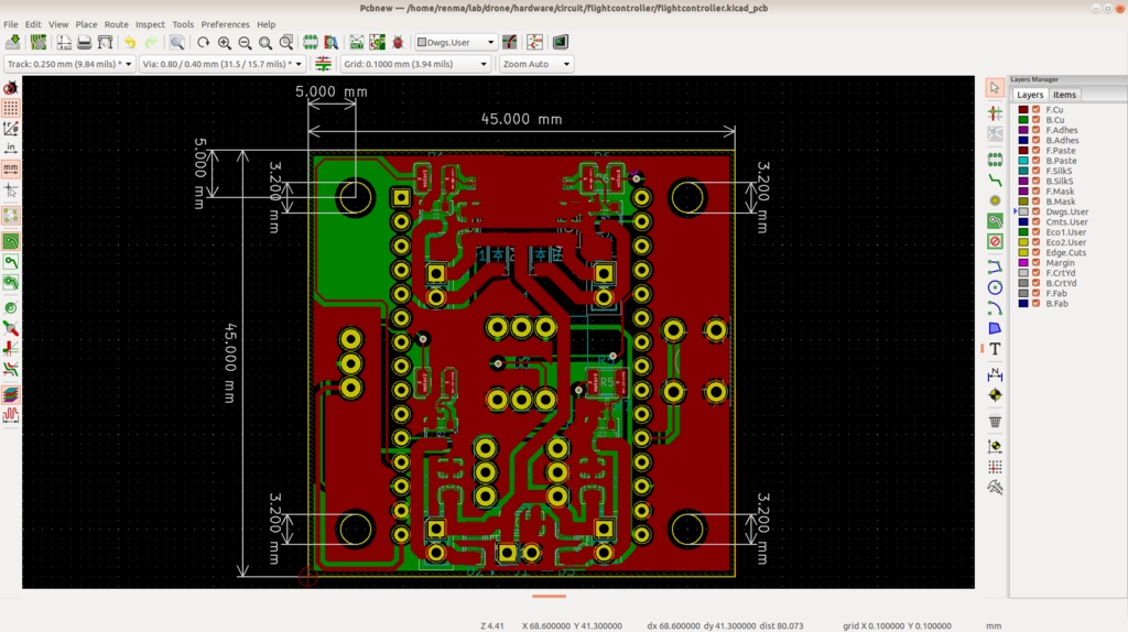 【無料DL可】自作ドローンのハードウェア設計データ(FreeCAD, KiCad)