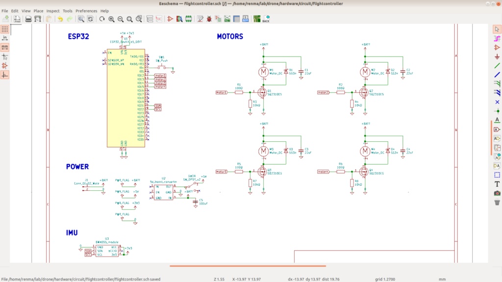 【無料DL可】自作ドローンのハードウェア設計データ(FreeCAD, KiCad)