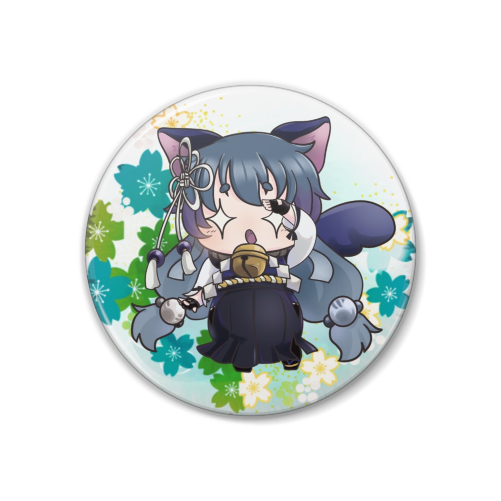 猫白きらきら目缶バッチ