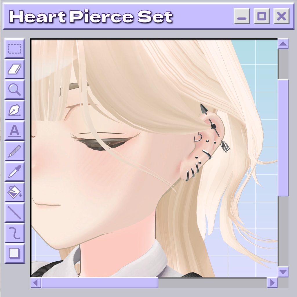 【VRChat想定】Heart Pierce Set【ピアスセット】