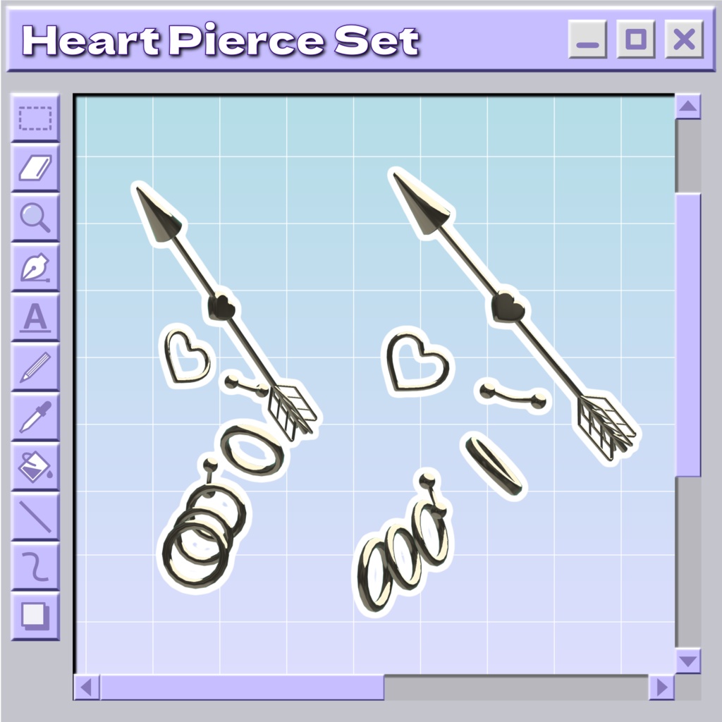 【VRChat想定】Heart Pierce Set【ピアスセット】