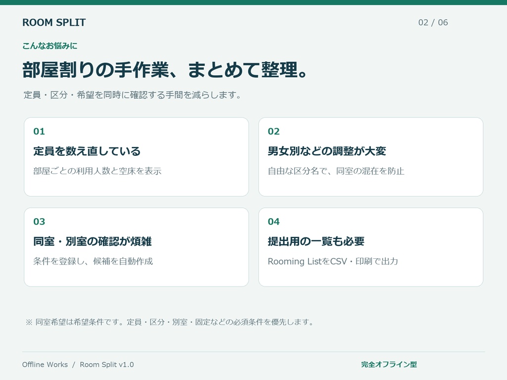 Room Split FREE|団体宿泊・合宿の部屋割りメーカー【無料版】