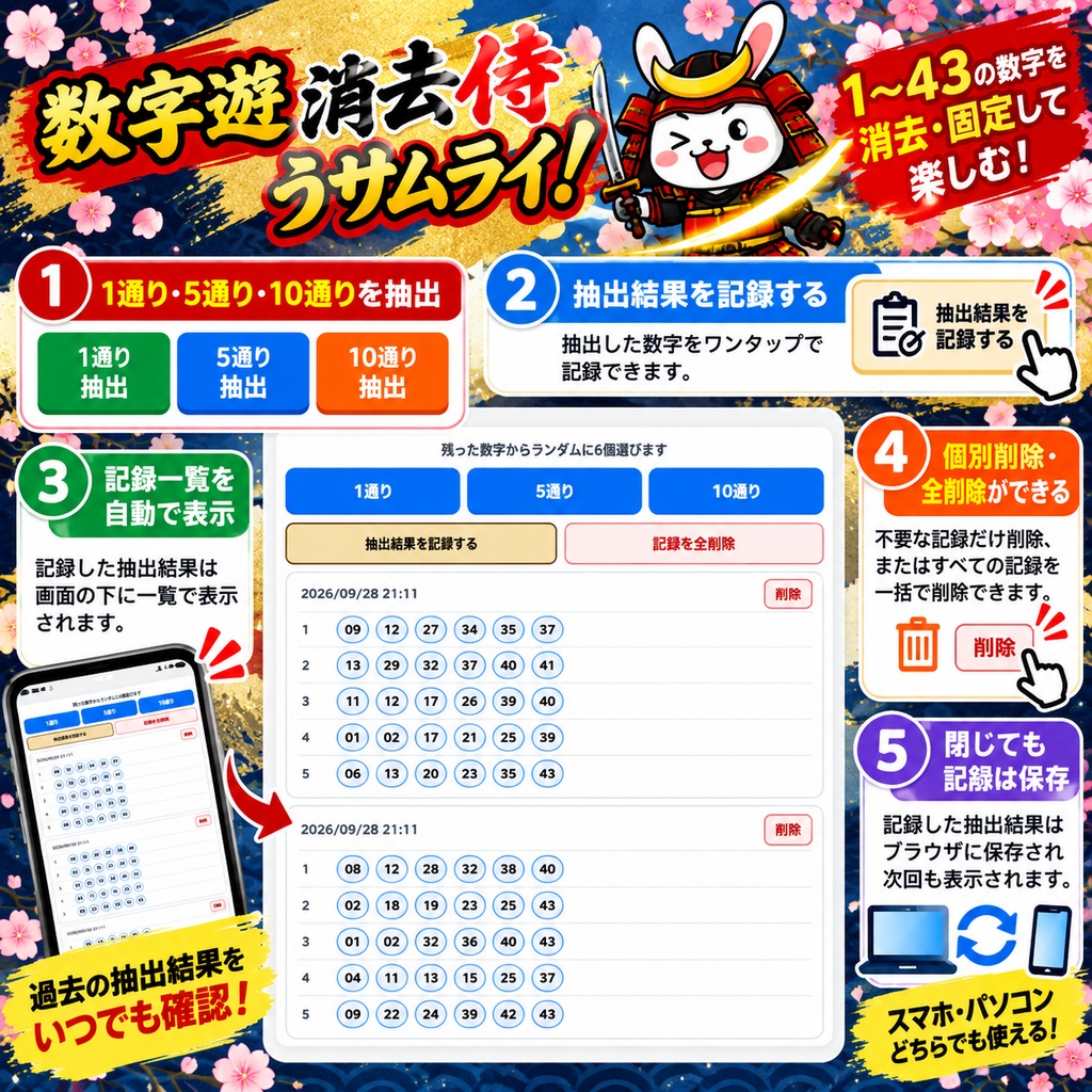 数字遊び消去侍うサムライ!