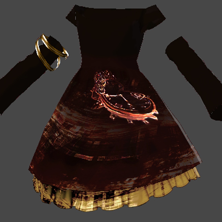 Vroidモデル用衣装クロックドレス+タイツ(ロングドレス付き)