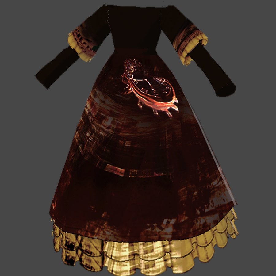 Vroidモデル用衣装クロックドレス+タイツ(ロングドレス付き)