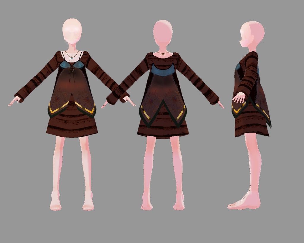 Vroid用衣装「town dress 樹」「town dress 白樺」