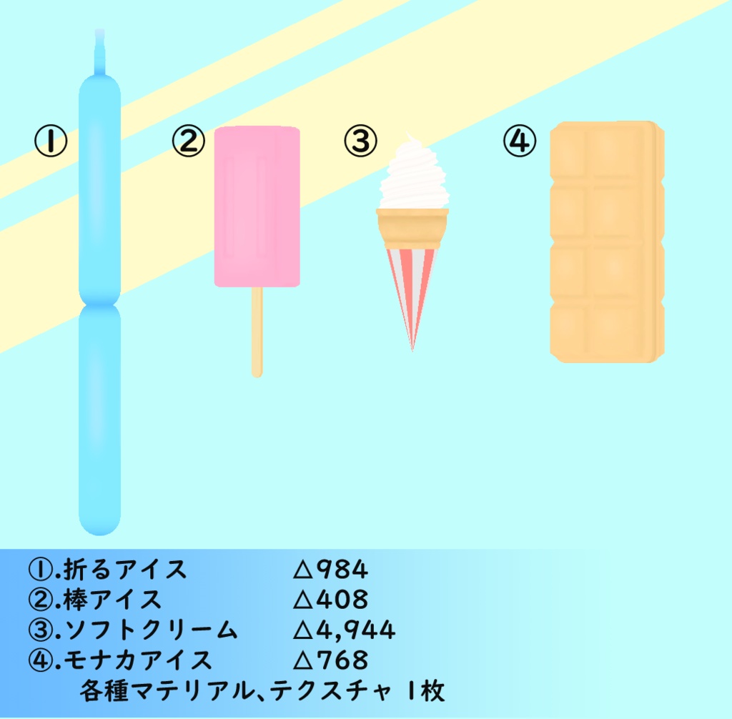 3Dモデル アイス 4種類セット
