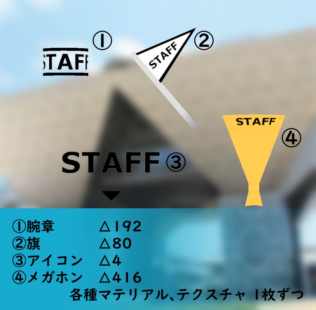 3Dモデル スタッフ小道具セット