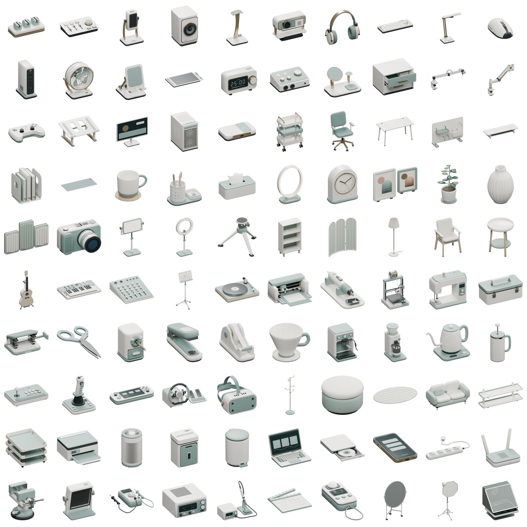 Sage Desk Collection｜デスクと部屋の3D素材100種【BLEND・GLB・FBX・Unity】