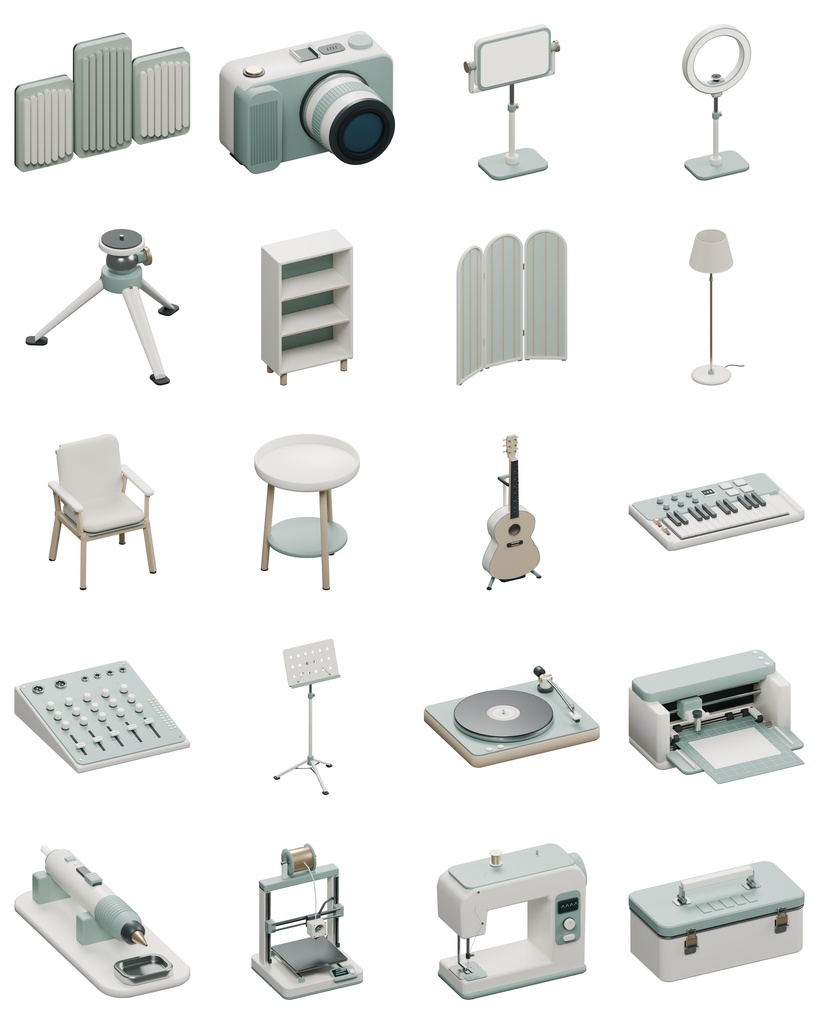 Sage Desk Collection|デスクと部屋の3D素材100種【BLEND・GLB・FBX・Unity】