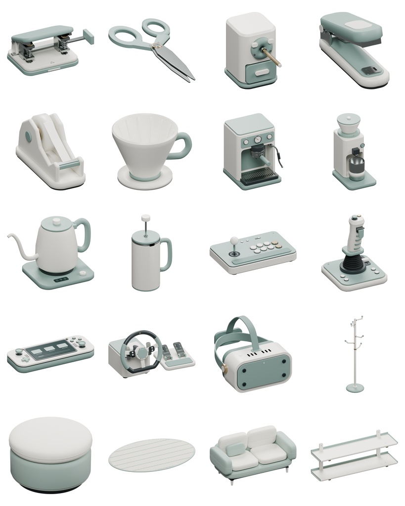 Sage Desk Collection|デスクと部屋の3D素材100種【BLEND・GLB・FBX・Unity】