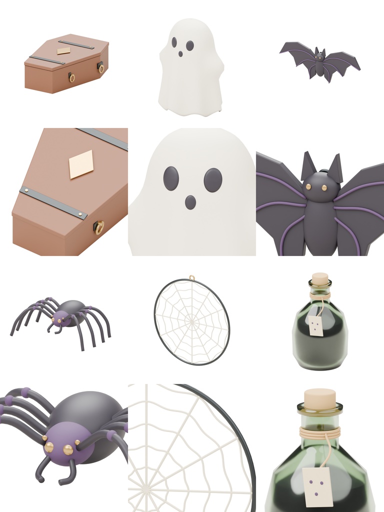 ハロウィン小物30種類セット|BLEND・GLB・FBX・Unity Prefab