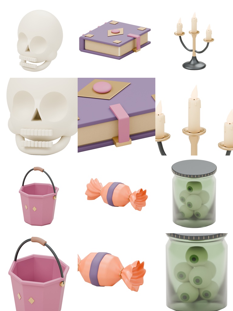 ハロウィン小物30種類セット|BLEND・GLB・FBX・Unity Prefab