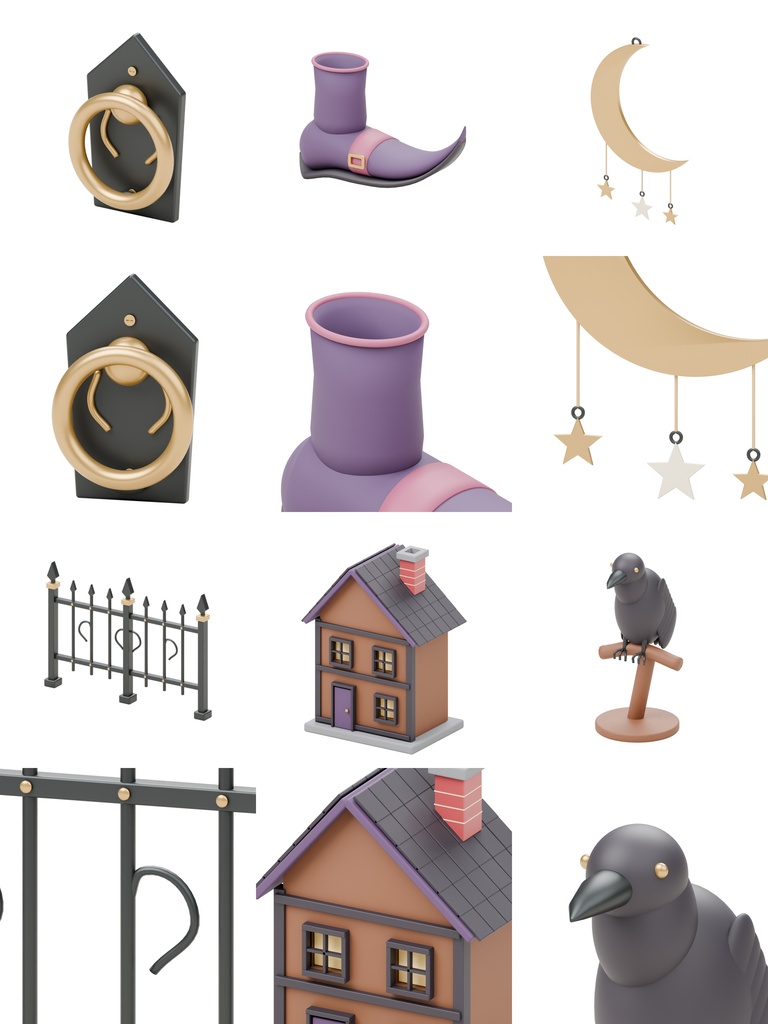 ハロウィン小物30種類セット|BLEND・GLB・FBX・Unity Prefab