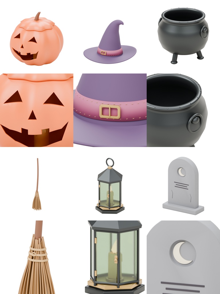ハロウィン小物30種類セット|BLEND・GLB・FBX・Unity Prefab