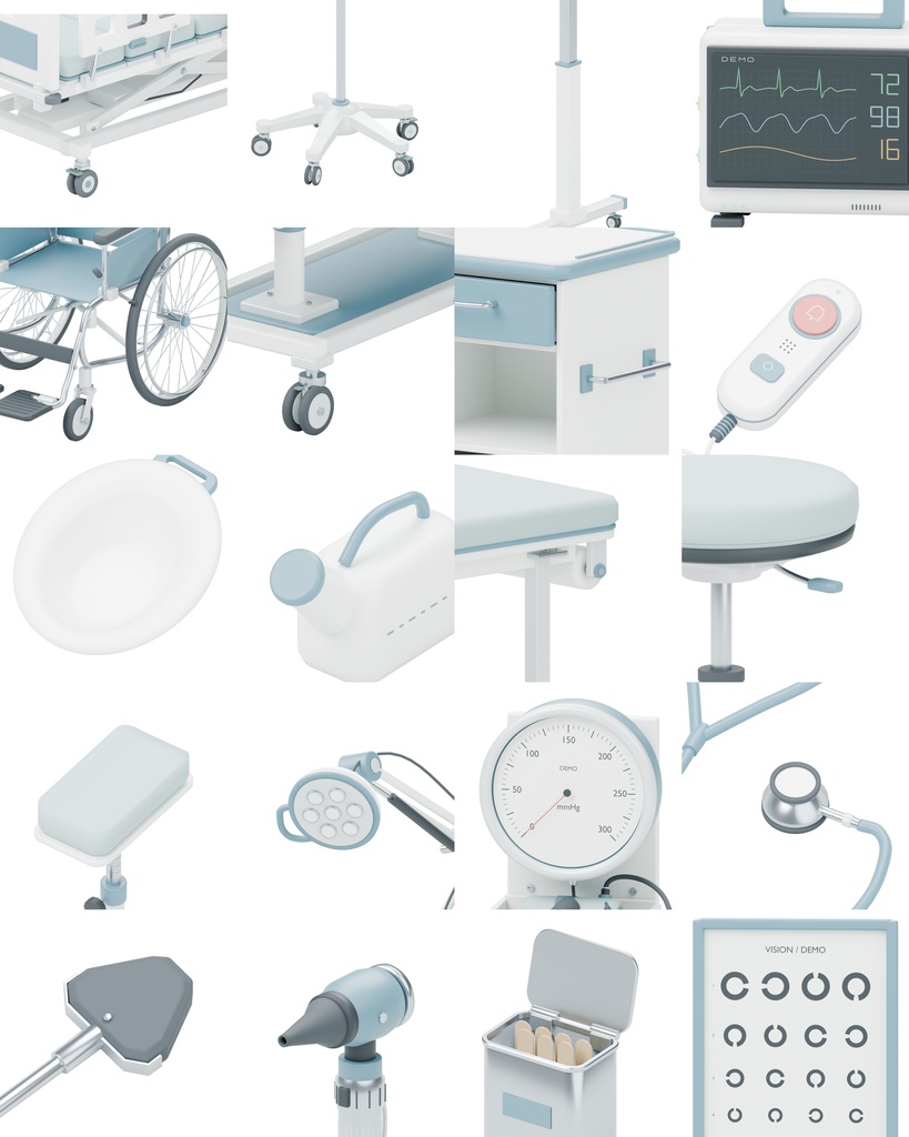 病院備品100種類セット|BLEND・GLB・FBX・Unity Prefab
