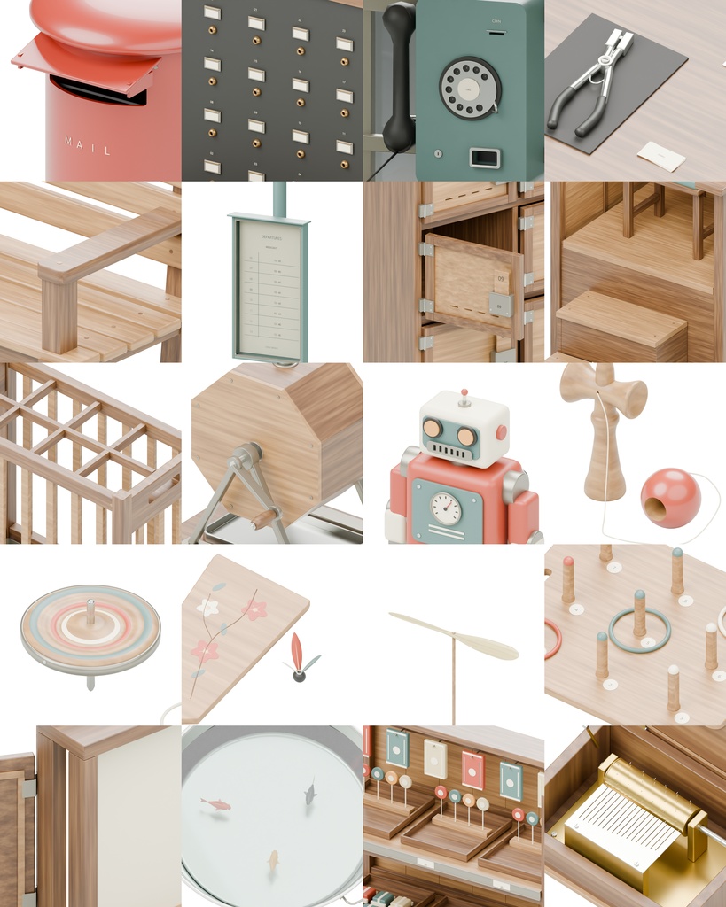 昭和レトロ小物100種類|BLEND・GLB・FBX・Unity Prefab