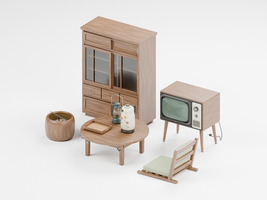 昭和レトロ小物100種類|BLEND・GLB・FBX・Unity Prefab