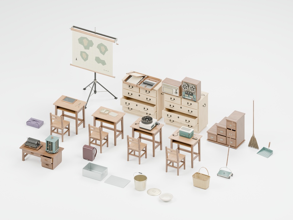 昭和レトロ小物100種類|BLEND・GLB・FBX・Unity Prefab