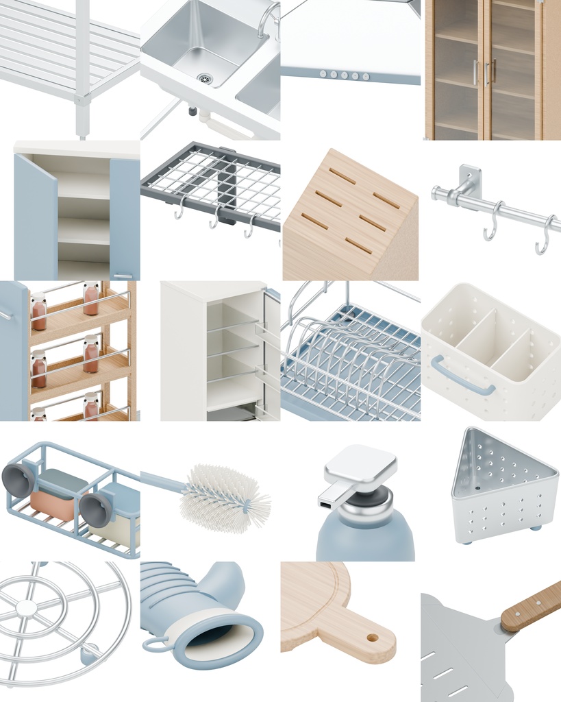 キッチン・調理小物100種類|BLEND・GLB・FBX・Unity Prefab