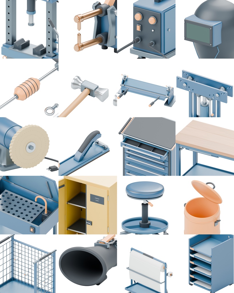 ガレージ整備工房100種類|BLEND・GLB・FBX・Unity Prefab