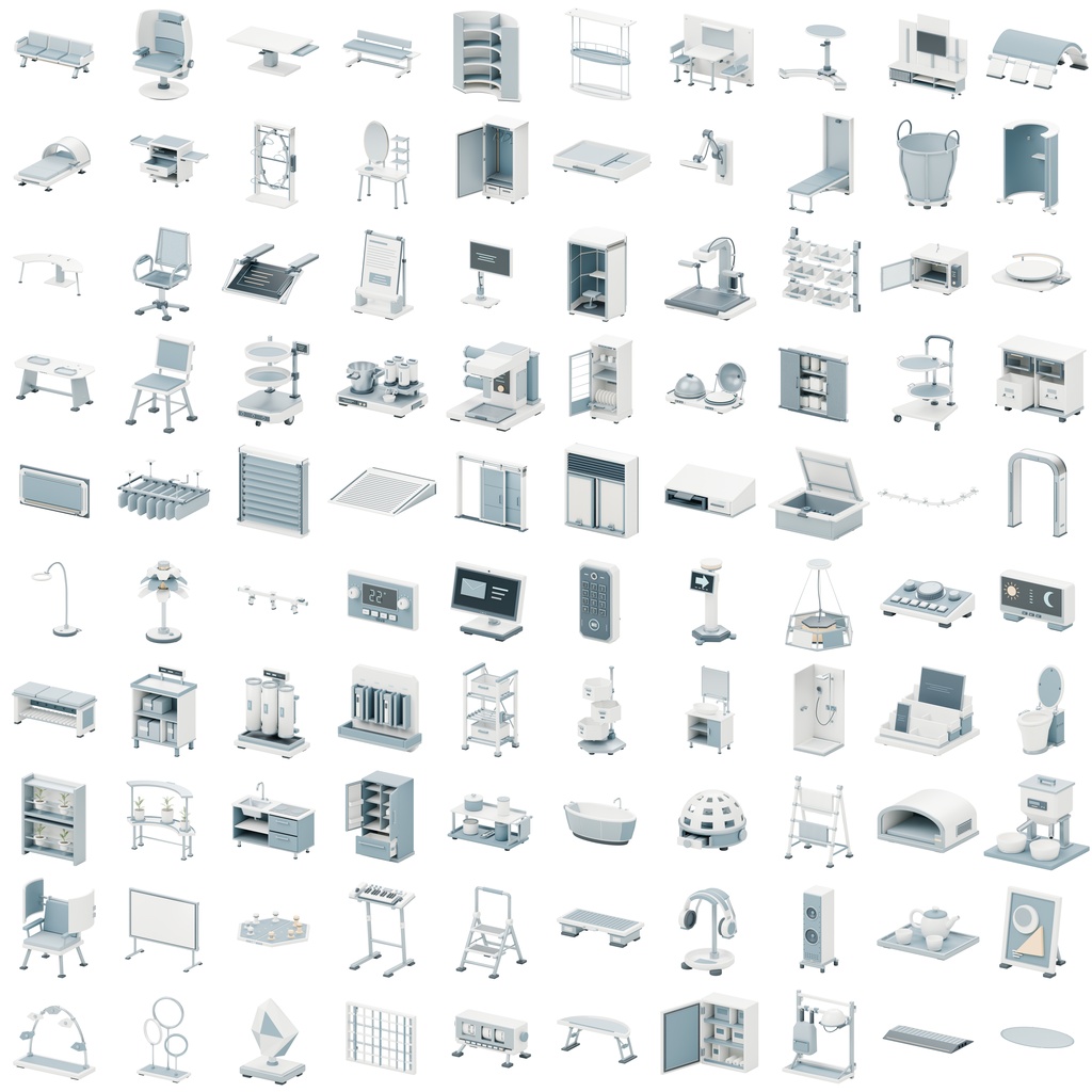 近未来の部屋100種類｜BLEND・GLB・FBX・Unity Prefab