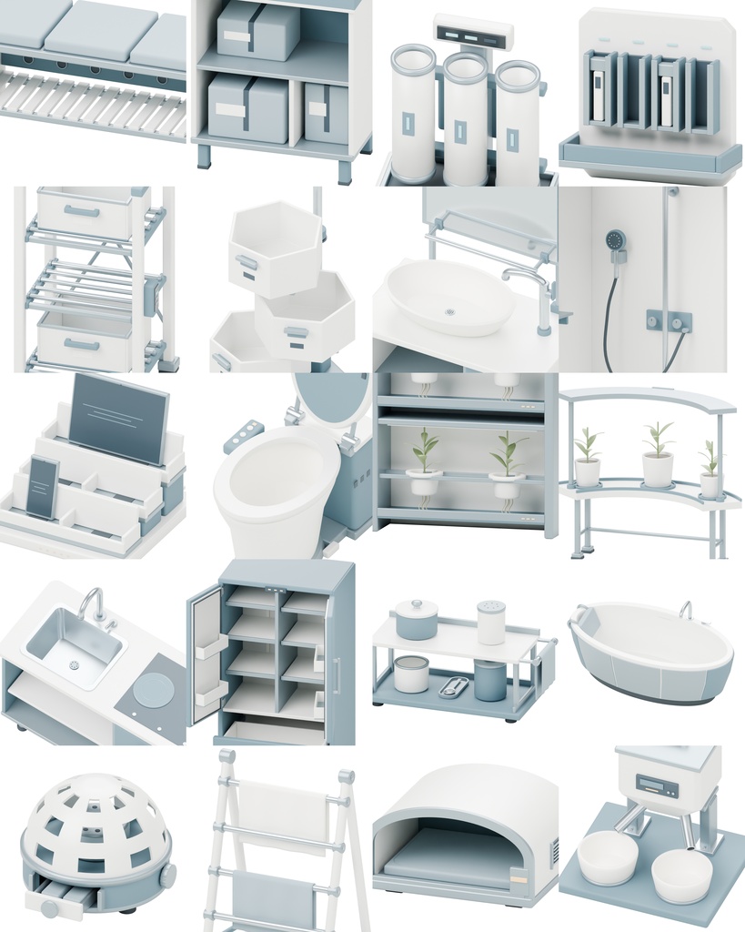 近未来の部屋100種類|BLEND・GLB・FBX・Unity Prefab