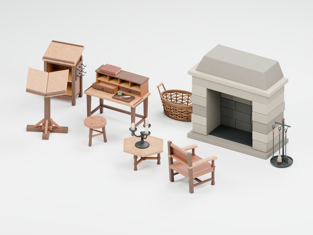 中世洋風の部屋100種類|BLEND・GLB・FBX・Unity Prefab