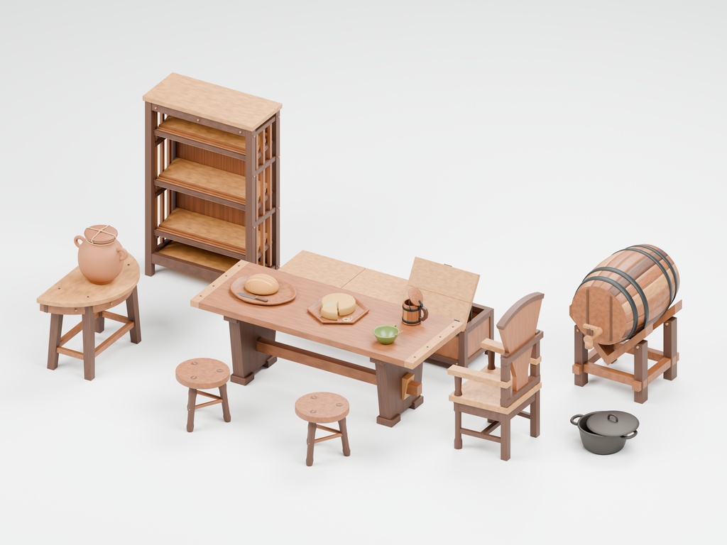 中世洋風の部屋100種類|BLEND・GLB・FBX・Unity Prefab