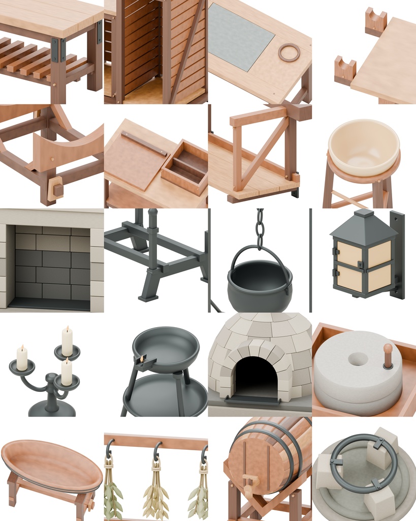中世洋風の部屋100種類|BLEND・GLB・FBX・Unity Prefab