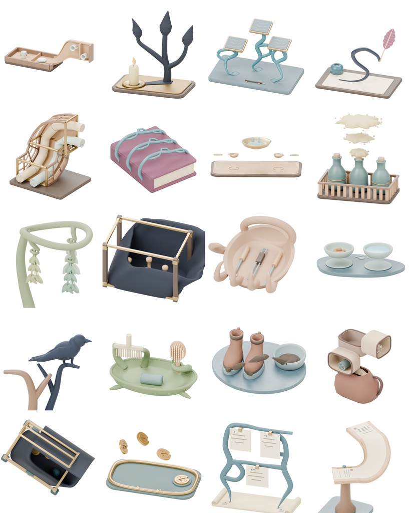 ファンタジー風の部屋100種類|BLEND・GLB・FBX・Unity Prefab