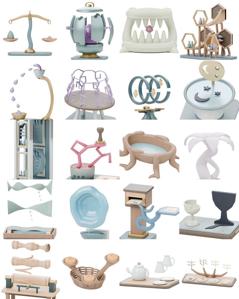 ファンタジー風の部屋100種類|BLEND・GLB・FBX・Unity Prefab