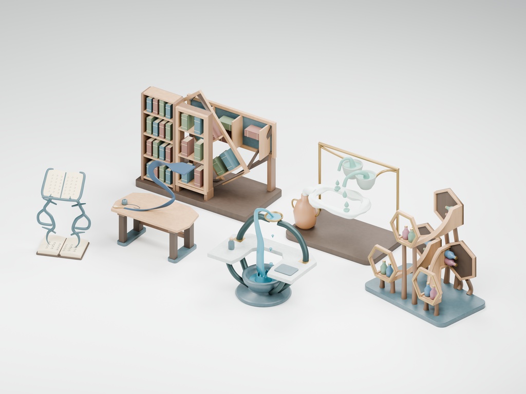 ファンタジー風の部屋100種類|BLEND・GLB・FBX・Unity Prefab