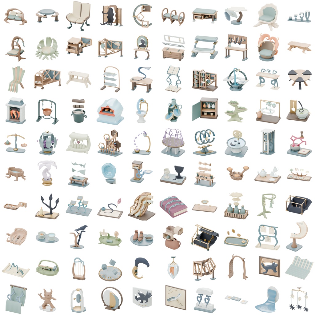 ファンタジー風の部屋100種類｜BLEND・GLB・FBX・Unity Prefab