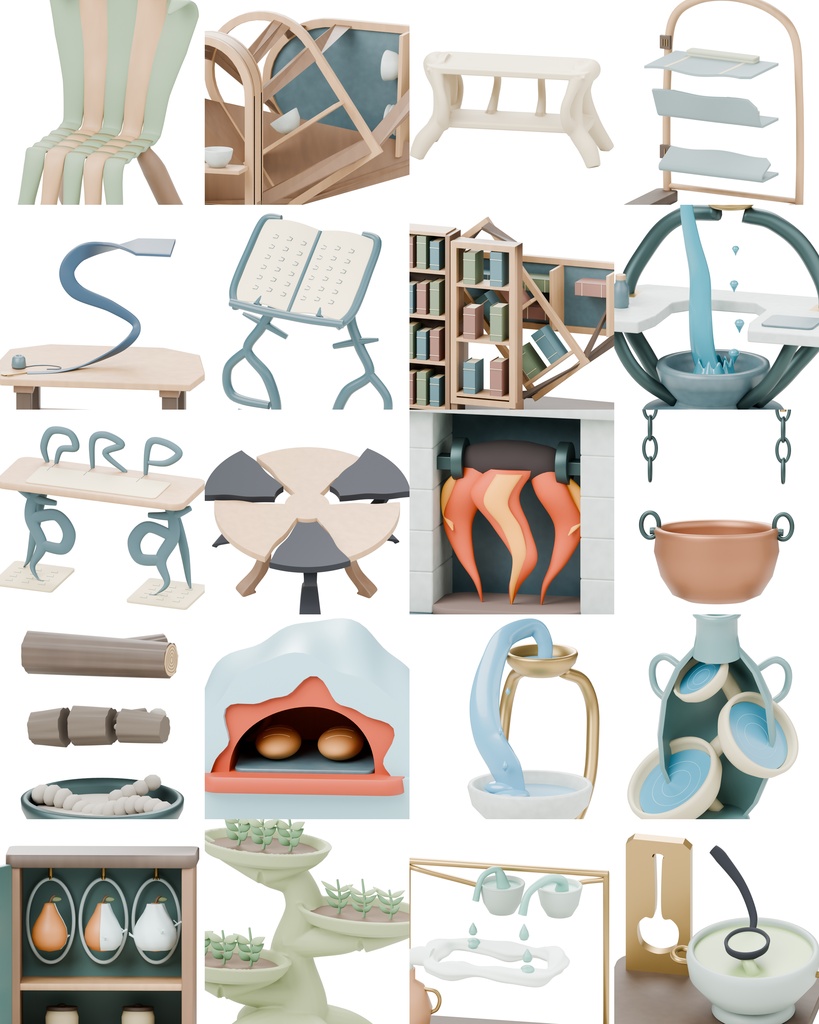ファンタジー風の部屋100種類|BLEND・GLB・FBX・Unity Prefab