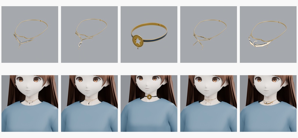 【VRChat向け】星・月・夜のアクセサリー25点セット