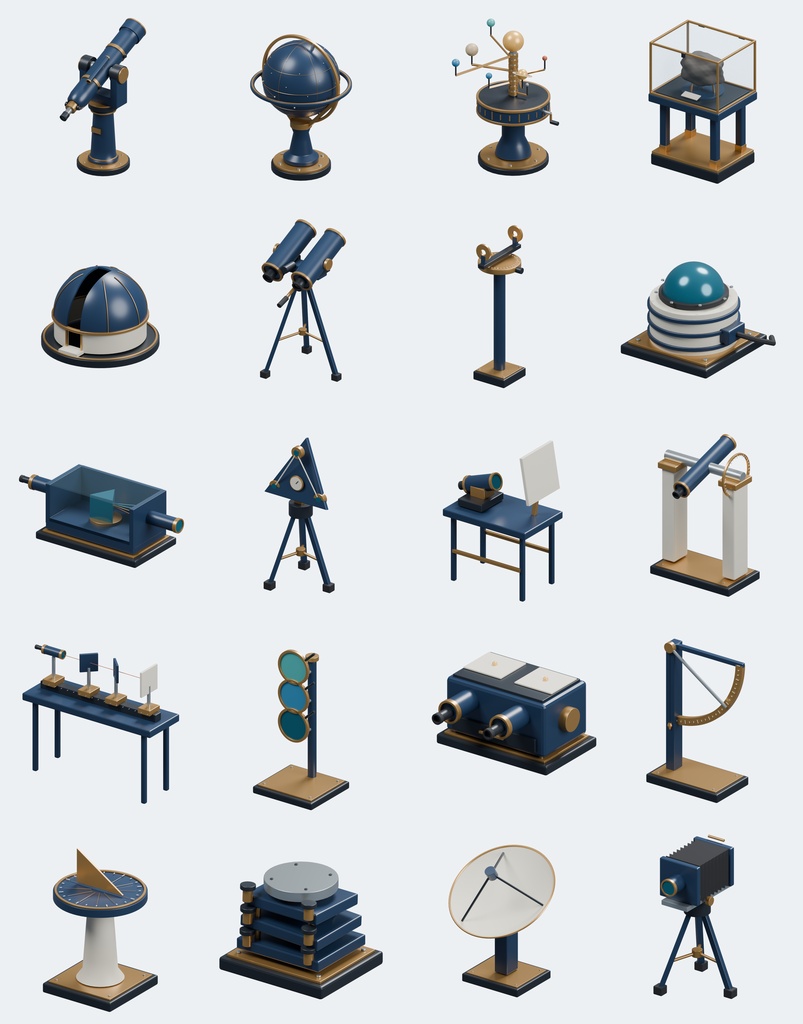 天文台・星の博物館 100点セット|BLEND・GLB・FBX・Unity Prefab