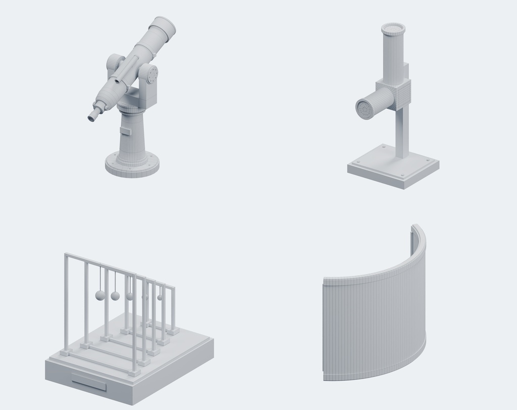 天文台・星の博物館 100点セット|BLEND・GLB・FBX・Unity Prefab
