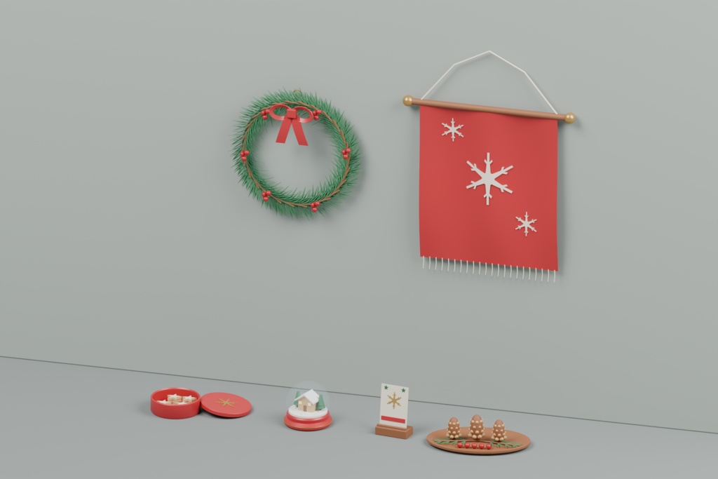 クリスマス小物 30点セット|VRChat PCワールド向け3D素材