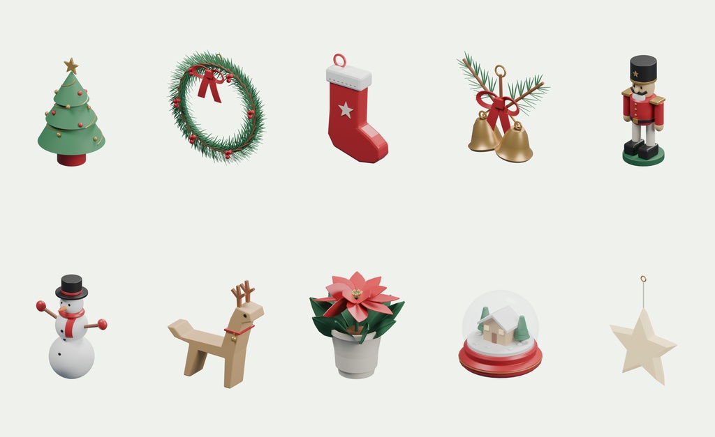 クリスマス小物 30点セット|VRChat PCワールド向け3D素材