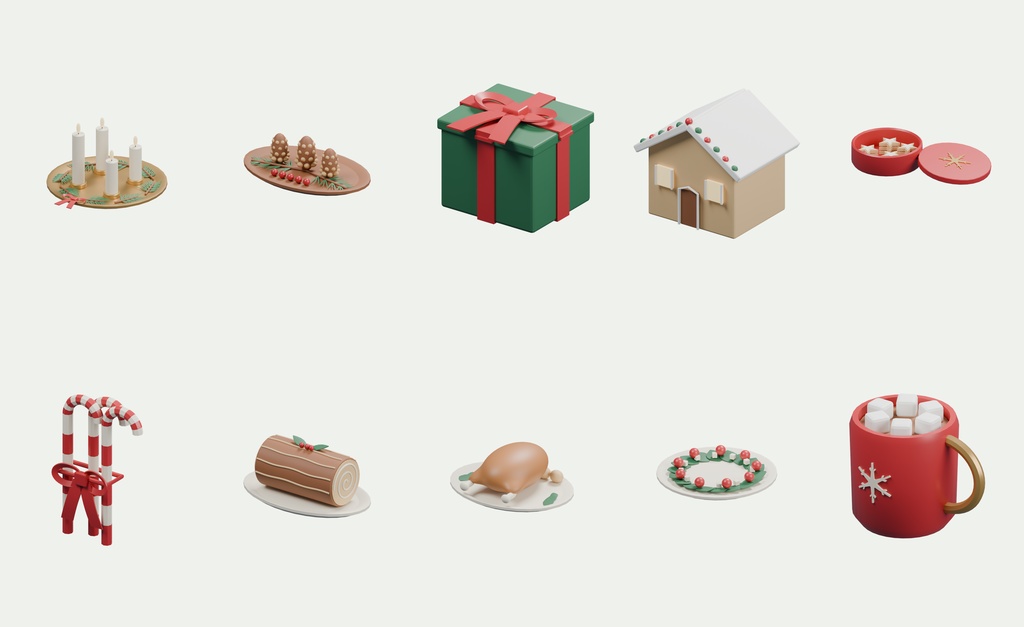 クリスマス小物 30点セット|VRChat PCワールド向け3D素材