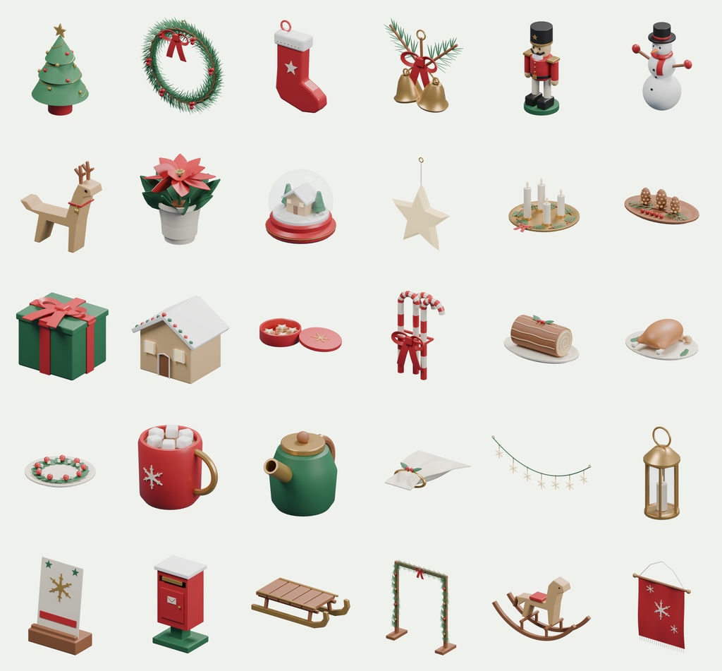 クリスマス小物 30点セット|VRChat PCワールド向け3D素材