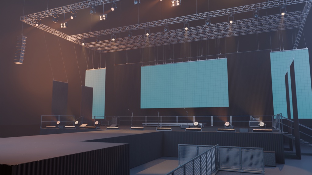 屋内アリーナ・ライブステージ 33種セット｜BLEND・GLB・FBX・Unity