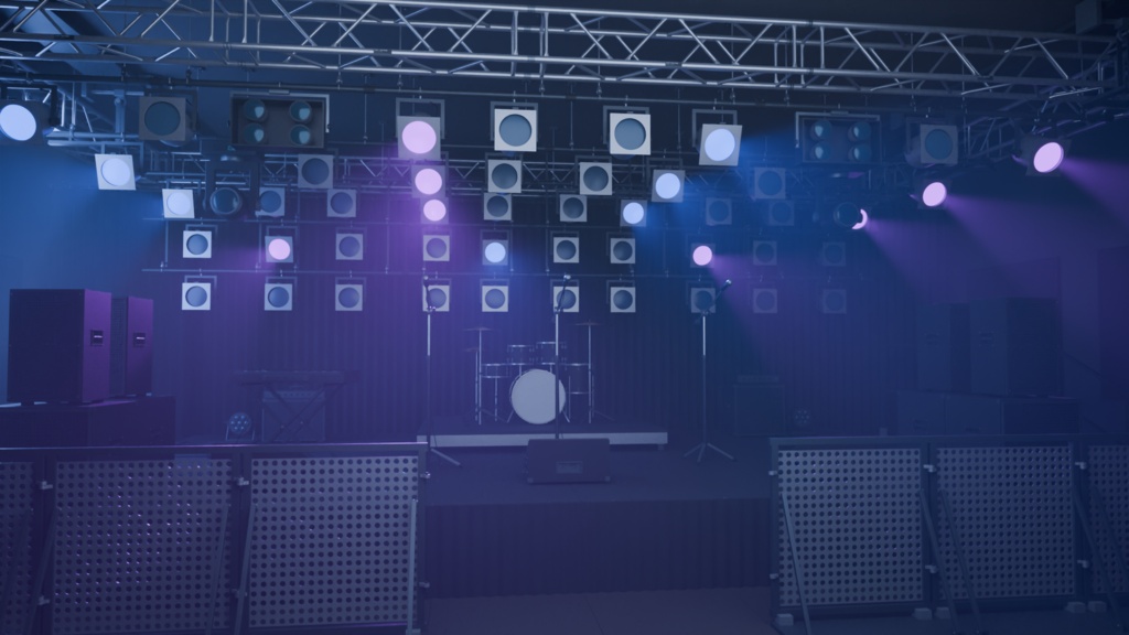 屋内ライブハウス 機材30種類＋会場セット｜BLEND・GLB・FBX・Unity
