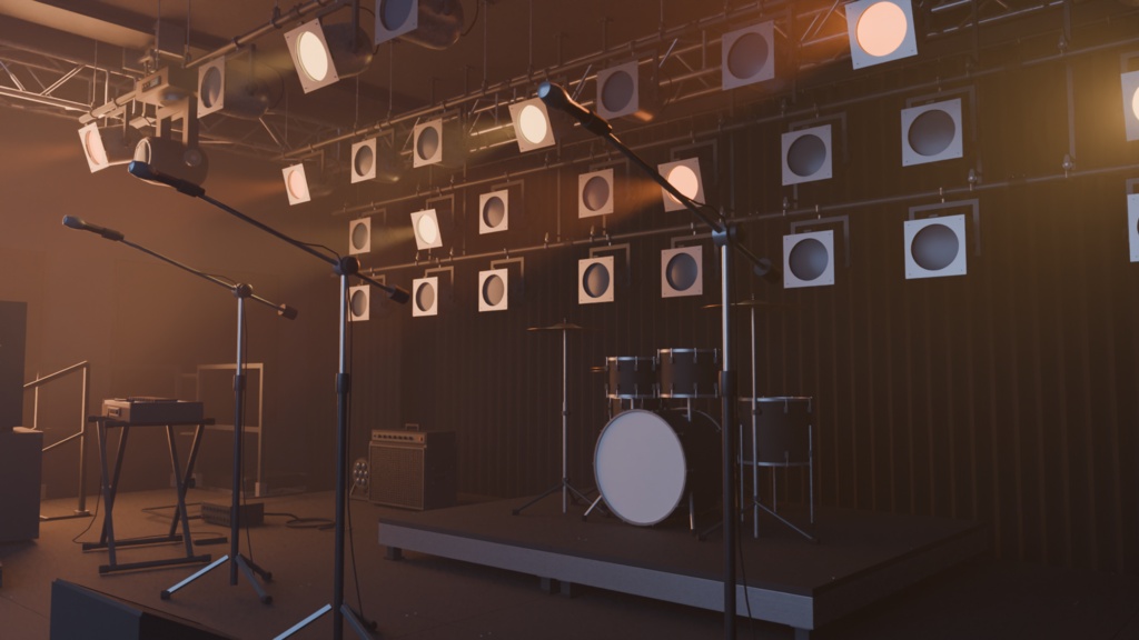 屋内ライブハウス 機材30種類+会場セット|BLEND・GLB・FBX・Unity