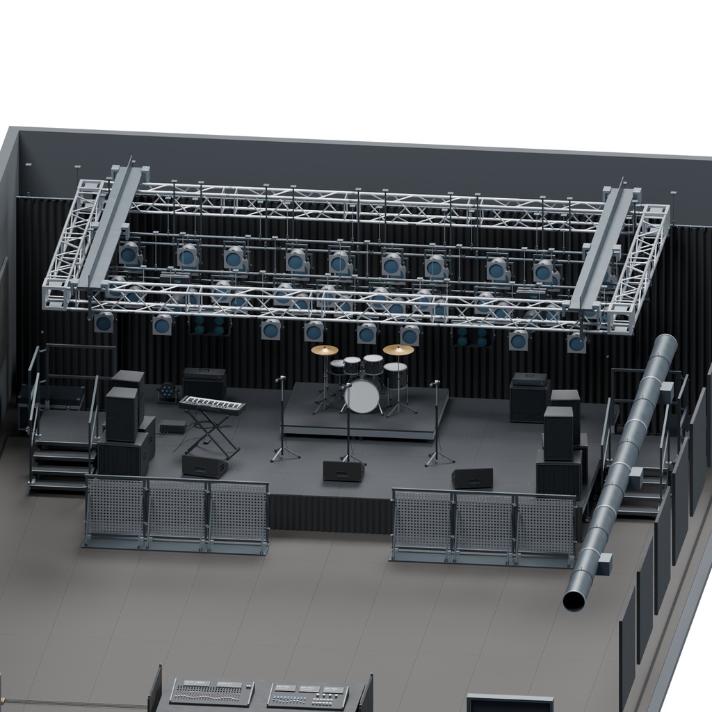 屋内ライブハウス 機材30種類+会場セット|BLEND・GLB・FBX・Unity