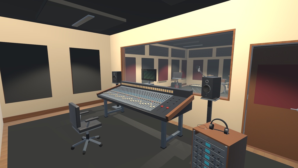 レコーディングスタジオ 4種類の楽器+録音室・調整室セット|BLEND・FBX・GLB・Unity